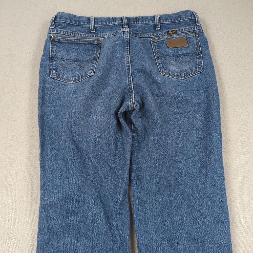 Wrangler Jeans Mens 38x32 Blue George Strait Cowboy Cut Western Distressed 936 - Picture 12 of 15